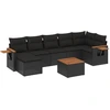 Image de vidaXL Ensemble de jardin canapé 8 pièces avec coussins noir poly rotin