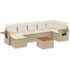 Image de vidaXL Ensemble de jardin canapé 8 pièces avec coussins Beige Poly Rattan