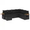 Image de vidaXL Ensemble de salon de jardin 7 pièces avec coussins noir poly rotin