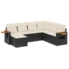 Image de vidaXL Ensemble de salon de jardin 7 pièces avec coussins noir poly rotin