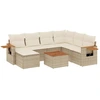 Image de vidaXL Ensemble de jardin canapé 8 pièces avec coussins Beige Poly Rattan