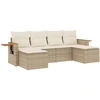 Image de vidaXL Ensemble de salon de jardin 6 pièces avec coussins Beige Poly Rattan