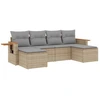Image de vidaXL Ensemble de salon de jardin 6 pièces avec coussins Beige Poly Rattan