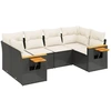 Image de vidaXL Ensemble de salon de jardin 6 pièces avec coussins noir poly rotin
