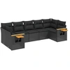 Image de vidaXL Ensemble de salon de jardin 7 pièces avec coussins noir poly rotin