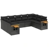 Image de vidaXL Ensemble de salon de jardin 9 pièces avec coussins noir poly rotin