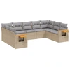 Image de vidaXL Ensemble de salon de jardin 9 pièces avec coussins beige Poly rotin