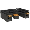 Image de vidaXL Ensemble de 10 canapés de jardin avec coussins noir poly rotin