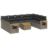 Image de vidaXL Ensemble de salon de jardin 10 pièces avec coussins Gris Poly Rattan