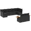 Image de vidaXL Ensemble de salon de jardin 9 pièces avec coussins noir poly rotin