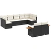 Image de vidaXL Ensemble de salon de jardin 9 pièces avec coussins noir poly rotin