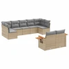 Image de vidaXL Ensemble de salon de jardin 9 pièces avec coussins beige Poly rotin