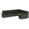 Image de vidaXL Ensemble de salon de jardin 9 pièces avec coussins noir poly rotin