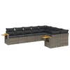 Image de vidaXL Ensemble de salon de jardin 9 pièces avec coussins Gris Poly rotin