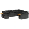 Image de vidaXL Ensemble de 10 canapés de jardin avec coussins noir poly rotin