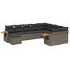 Image de vidaXL Ensemble de salon de jardin 10 pièces avec coussins Gris Poly Rattan