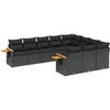 Image de vidaXL Ensemble de 10 canapés de jardin avec coussins noir poly rotin
