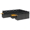 Image de vidaXL Ensemble de salon de jardin 11 pièces avec coussins noir poly rotin