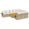Image de vidaXL Ensemble de salon de jardin 11 pièces avec coussins Beige Poly Rattan