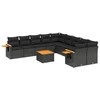 Image de vidaXL Ensemble de salon de jardin 11 pièces avec coussins noir poly rotin