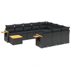 Image de vidaXL Ensemble de salon de jardin 11 pièces avec coussins noir poly rotin