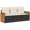 Image de vidaXL Ensemble de salon de jardin 3 pièces avec coussins noir poly rotin