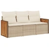 Image de vidaXL Ensemble de salon de jardin 3 pièces avec coussins Beige Poly Rattan
