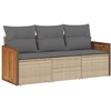 Image de vidaXL Ensemble de salon de jardin 3 pièces avec coussins Beige Poly Rattan