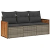 Image de vidaXL Ensemble de salon de jardin 3 pièces avec coussins Gris Poly rotin