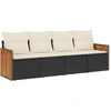 Image de vidaXL Ensemble de salon de jardin 4 pièces avec coussins noir poly rotin