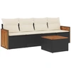Image de vidaXL Ensemble de salon de jardin 5 pièces avec coussins noir poly rotin