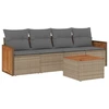 Image de vidaXL Ensemble de salon de jardin 5 pièces avec coussins Beige Poly Rattan