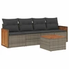 Image de vidaXL Ensemble de salon de jardin 5 pièces avec coussins Gris Poly rotin