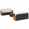 Image de vidaXL Ensemble de salon de jardin 7 pièces avec coussins noir poly rotin