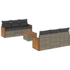 Image de vidaXL Ensemble de salon de jardin 7 pièces avec coussins Gris Poly rotin