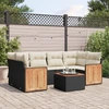 Image de vidaXL Ensemble de salon de jardin 7 pièces avec coussins noir poly rotin