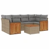 Image de vidaXL Ensemble de salon de jardin 7 pièces avec coussins Beige Poly Rattan