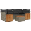Image de vidaXL Ensemble de salon de jardin 7 pièces avec coussins Gris Poly rotin