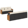 Image de vidaXL Ensemble de jardin canapé 8 pièces avec coussins noir poly rotin