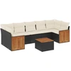 Image de vidaXL Ensemble de jardin canapé 8 pièces avec coussins noir poly rotin
