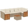 Image de vidaXL Ensemble de jardin canapé 8 pièces avec coussins Beige Poly Rattan