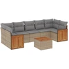 Image de vidaXL Ensemble de jardin canapé 8 pièces avec coussins Beige Poly Rattan