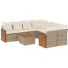Image de vidaXL Ensemble de salon de jardin 9 pièces avec coussins beige Poly rotin
