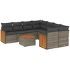 Image de vidaXL Ensemble de salon de jardin 9 pièces avec coussins Gris Poly rotin