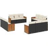 Image de vidaXL Ensemble de 12 canapés de jardin avec coussins noir poly rotin