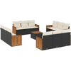 Image de vidaXL Ensemble de 13 canapés de jardin avec coussins noir poly rotin