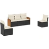 Image de vidaXL Ensemble de salon de jardin 5 pièces avec coussins noir poly rotin