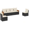 Image de vidaXL Ensemble de salon de jardin 6 pièces avec coussins noir poly rotin