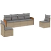 Image de vidaXL Ensemble de salon de jardin 6 pièces avec coussins Beige Poly Rattan