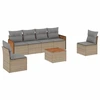 Image de vidaXL Ensemble de salon de jardin 7 pièces avec coussins Beige Poly Rattan